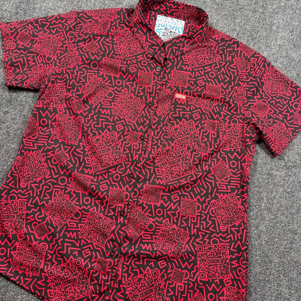 Dixxon Flannel Co Button Up Women XL Red QR Code D-Lite Party Wear